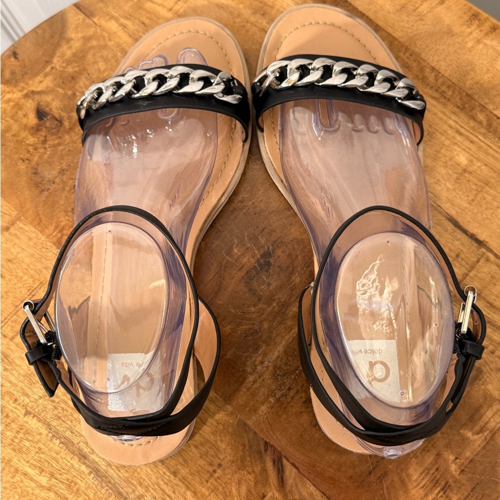 DV by Dolce Vita Black Sandals with Silver Chain - Picture 4 of 6